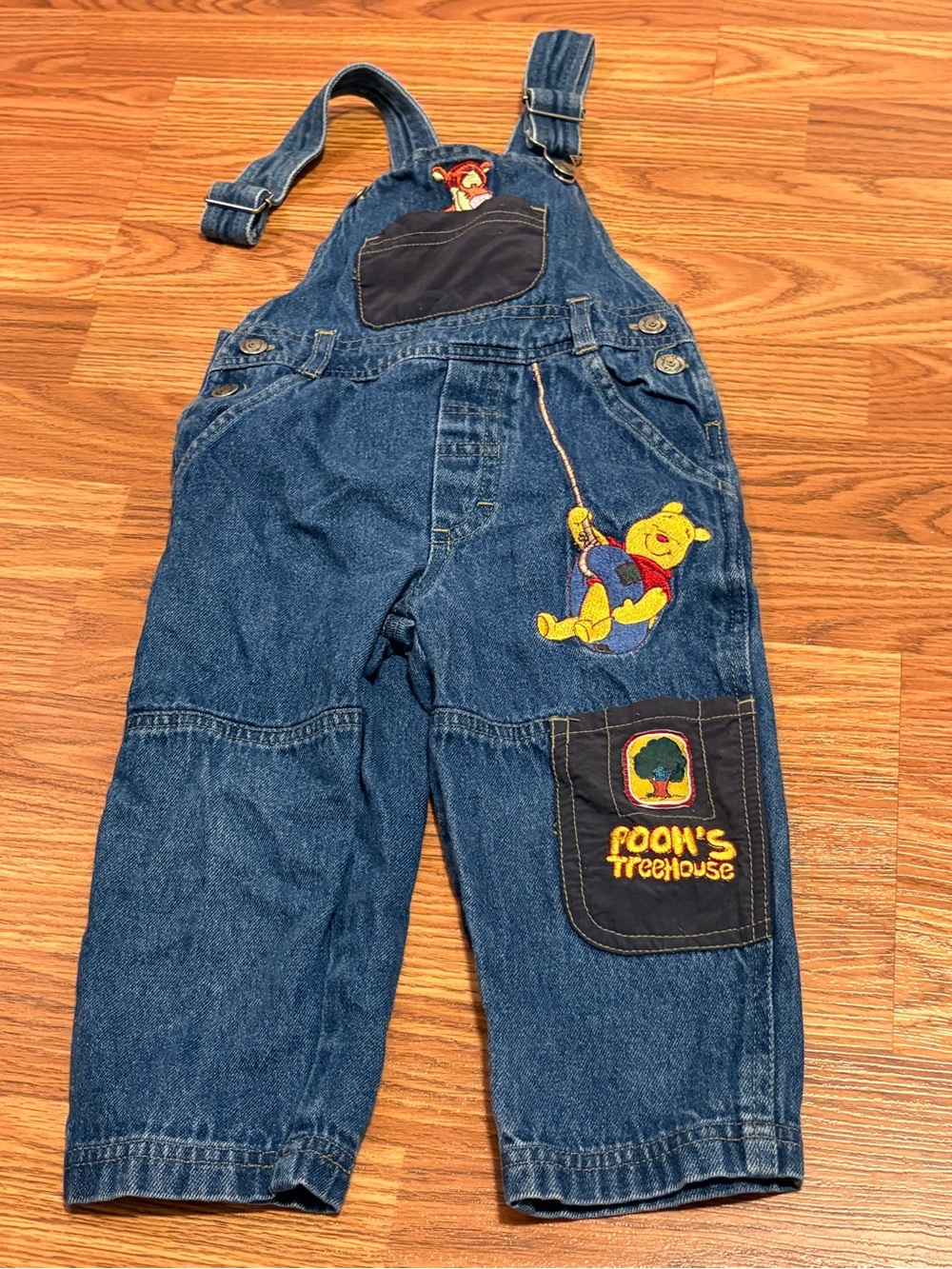 Disney Denim Overalls with Winnie the Pooh Embroidery *Missing one strap loop*